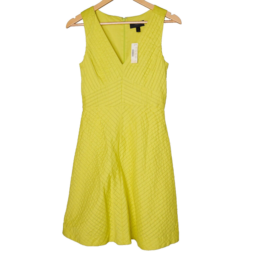J. Crew Fit & Flare Dress 00 Sleeveless V-Neck Cotton Summer Cottagecore Preppy